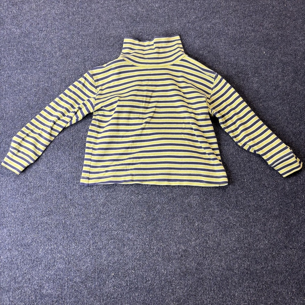 Hanna Andersson Shirt Girls 120 Yellow Blue Stripe Turtleneck Long Sleeve Kids
